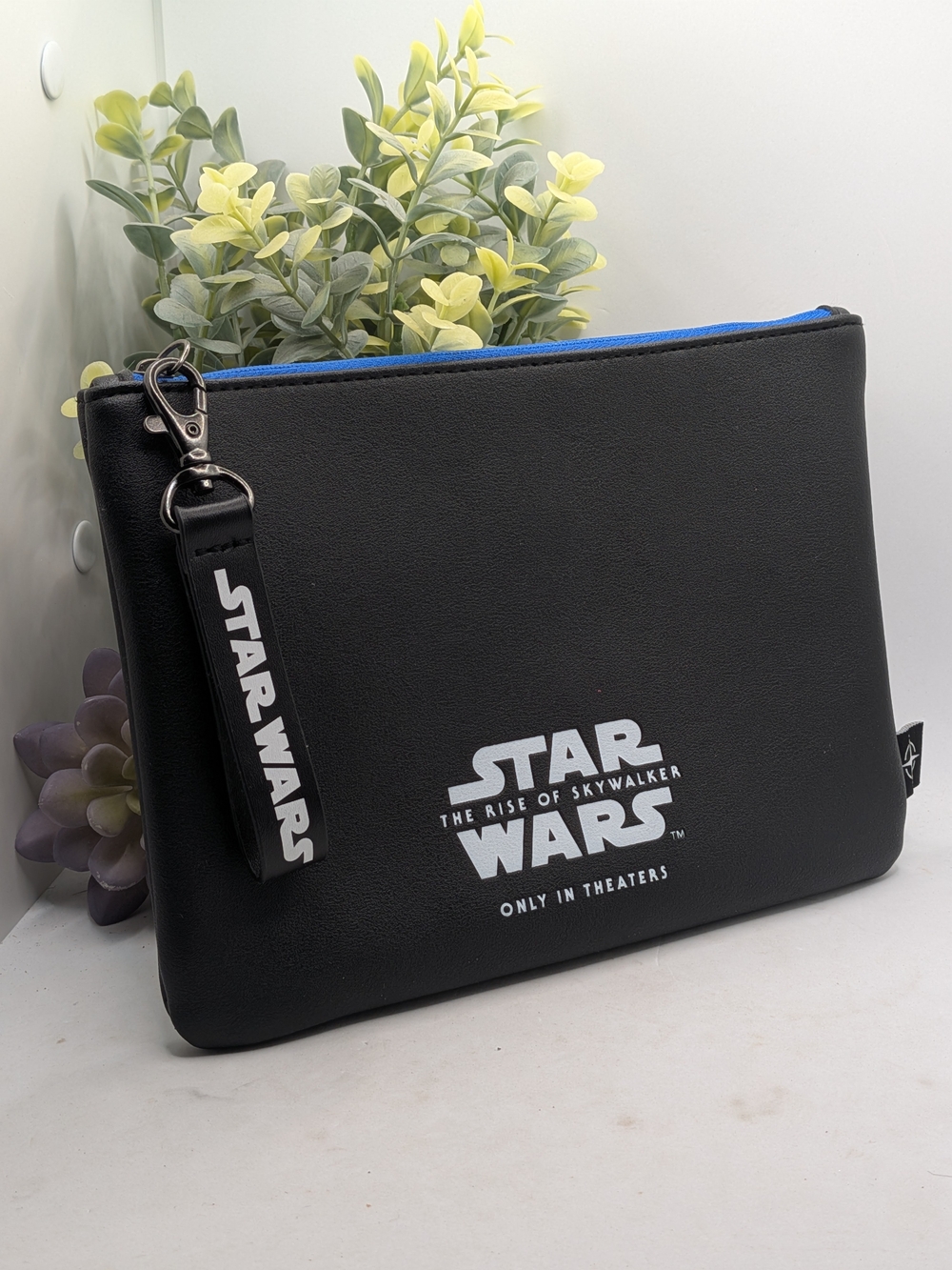 Star Wars Black Clutch with Blue Trim and Branded Wrist Strap